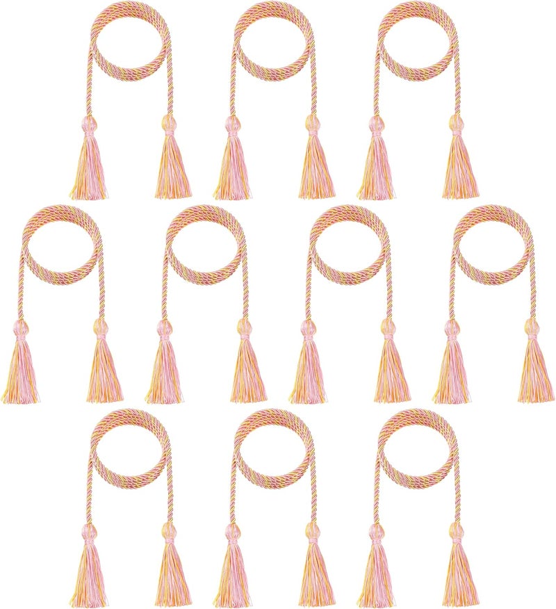 D DODOU 10 Pieces Graduation Cords Polyester Graduation Honor Braided Cords with Sewing Tassels for Bachelor, Master, Doctor 68" Long (Pink Gold) - Image 1